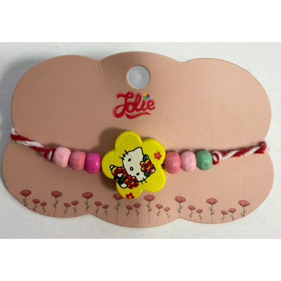 Martisor Bratara Multicolora pentru Copii, din Lemn si Textil, Model 13