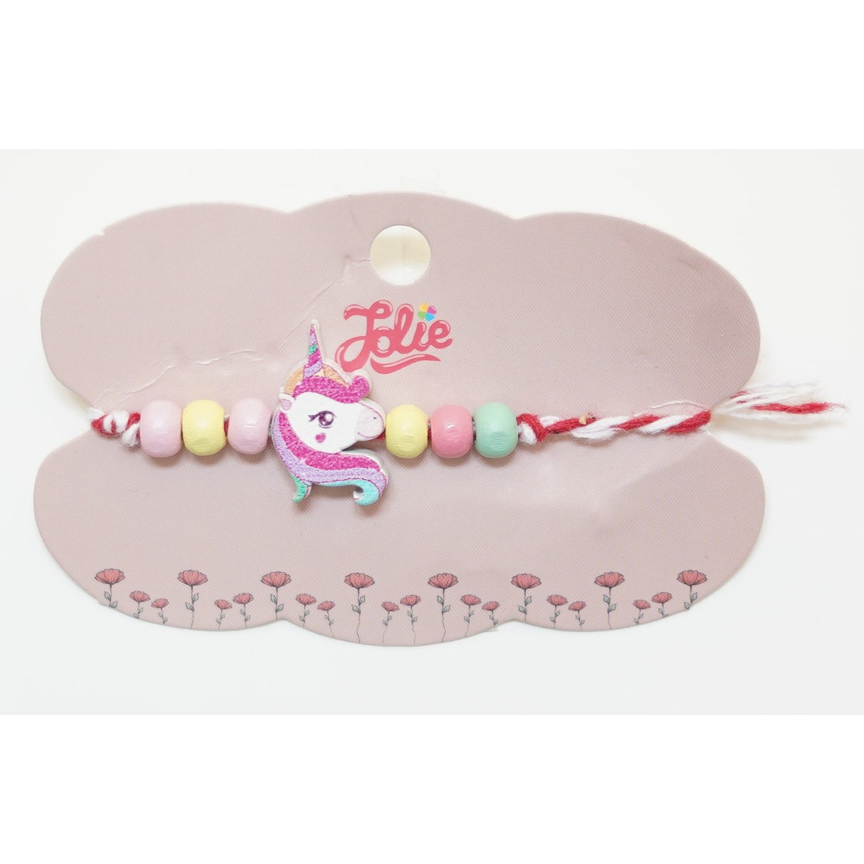 Martisor Bratara Multicolora pentru Copii, din Lemn si Textil, Model 4 - vivimall.ro