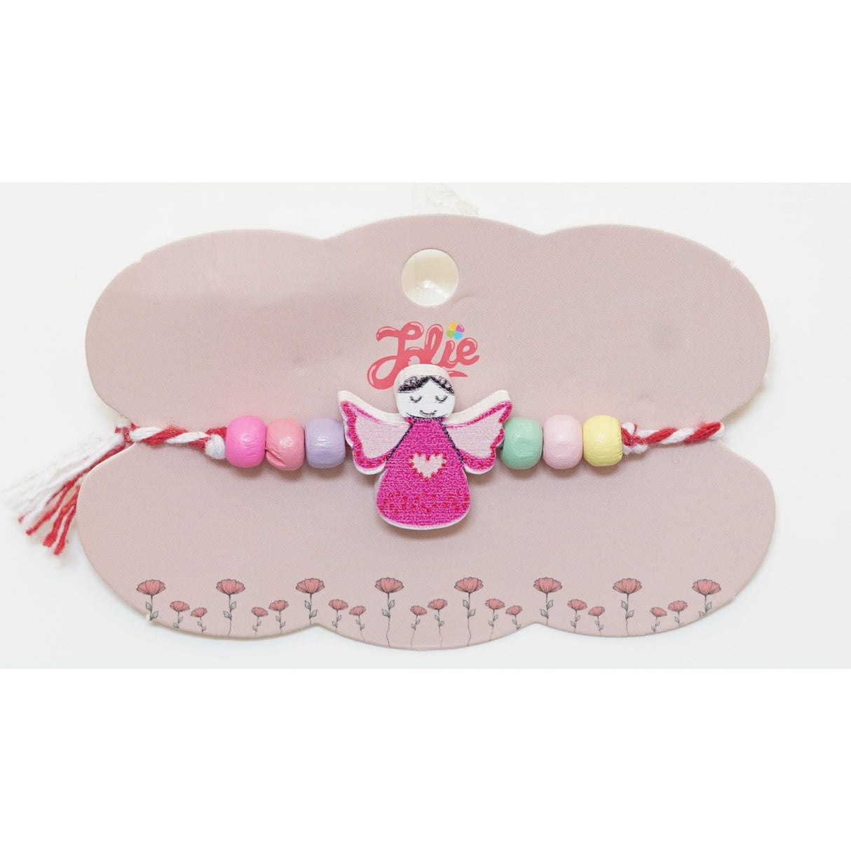 Martisor Bratara Multicolora pentru Copii, din Lemn si Textil, Model 8 - vivimall.ro