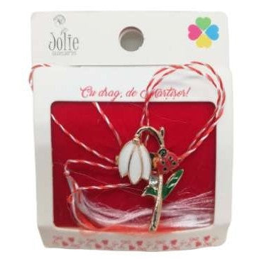 Martisor Brosa Ghiocel cu Buburuza Model B-8 5.5cm x 7cm - vivimall.ro