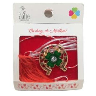 Martisor Brosa Potcoava cu Trifoi Model B-12 5.5cm x 7cm - vivimall.ro