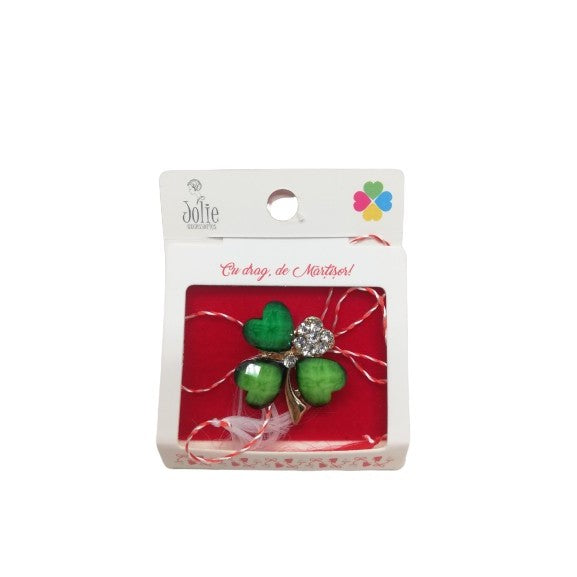 Martisor Brosa Trifoi cu Pietre Model B-4 5.5cm x 7cm - vivimall.ro