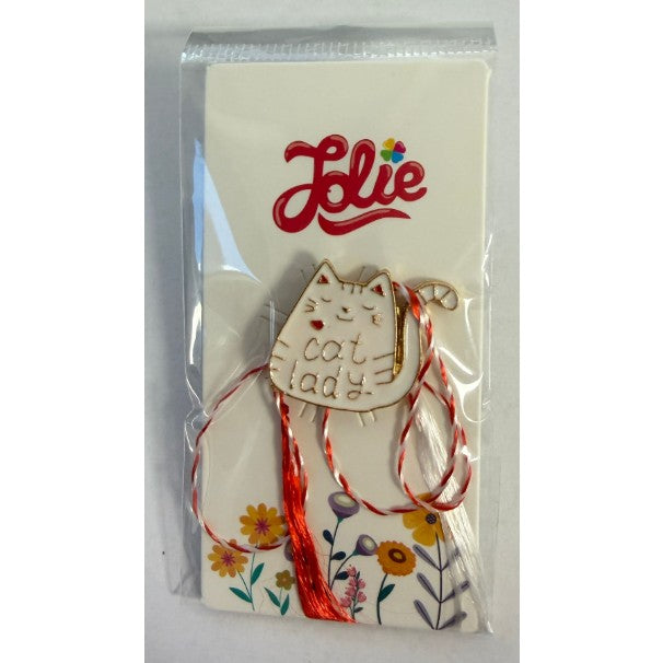 Martisor pentru copii, Brosa, Material Metal, Ambalaj Carton cu Design, Deimensiune Brosa Aproximativ 2 x 2 cm, Multicolor, Model 47