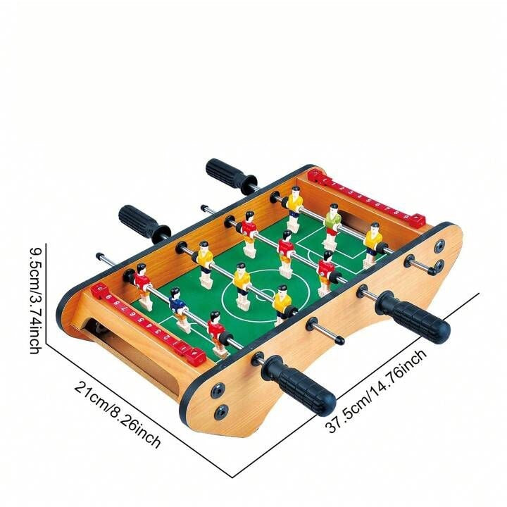 Masa de fotbal cu teren si 12 jucatori Vivimall, 4 manere, cu Tablou pentru Scor, din Metal, Lemn si ABS, 37.5 x 21 x 9.5 cm, Margini Rotunjite, pentru copii/adulti - vivimall.ro
