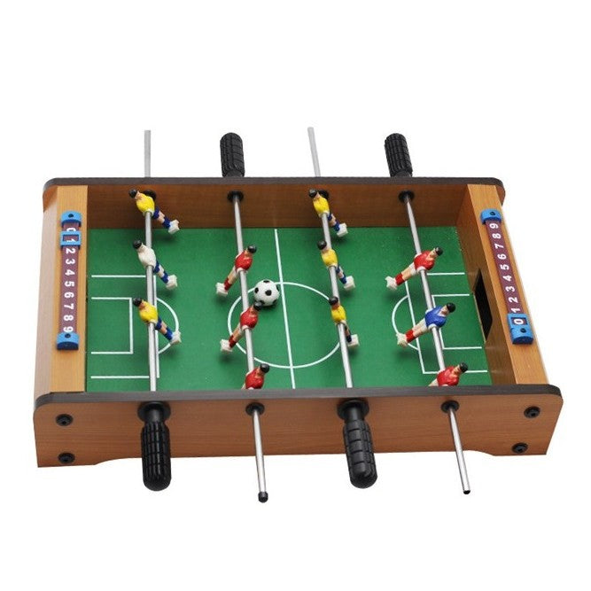 Masa de fotbal cu teren si 12 jucatori Vivimall, cu tablou pentru scor, din metal, lemn si ABS, 34.5 x 23 x 7 cm, pentru copii - vivimall.ro
