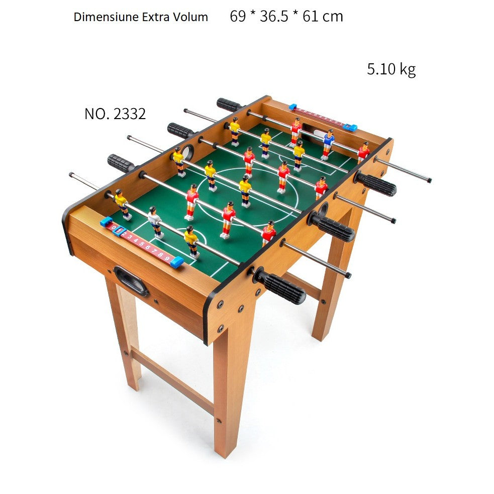 Masa de Fotbal cu Teren si 18 Jucatori Vivimall, 6 Manere, cu Tablou pentru Scor, din Metal, Lemn si ABS, 69 x 36.5 x 61 cm, cu Picioruse, pentru copii/adulti - vivimall.ro