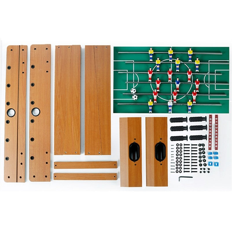 Masa de fotbal cu teren si 18 jucatori Vivimall, cu tablou pentru scor, din metal, lemn si ABS, cu Picioare, 69 x 34 x 65 cm, pentru copii si adulti - vivimall.ro