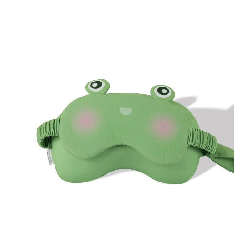 Masca de dormit, Vivimall, 2 in 1, cu Tetiera, din Particule de Spuma si Bumbac, Model Broasca ,Verde - vivimall.ro