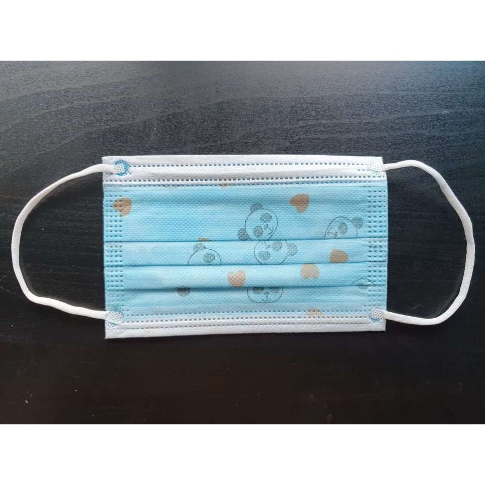 Masca faciala pentru copii, Vivimall, 3 straturi si 3 pliuri, albastra - 1 bucata - vivimall.ro