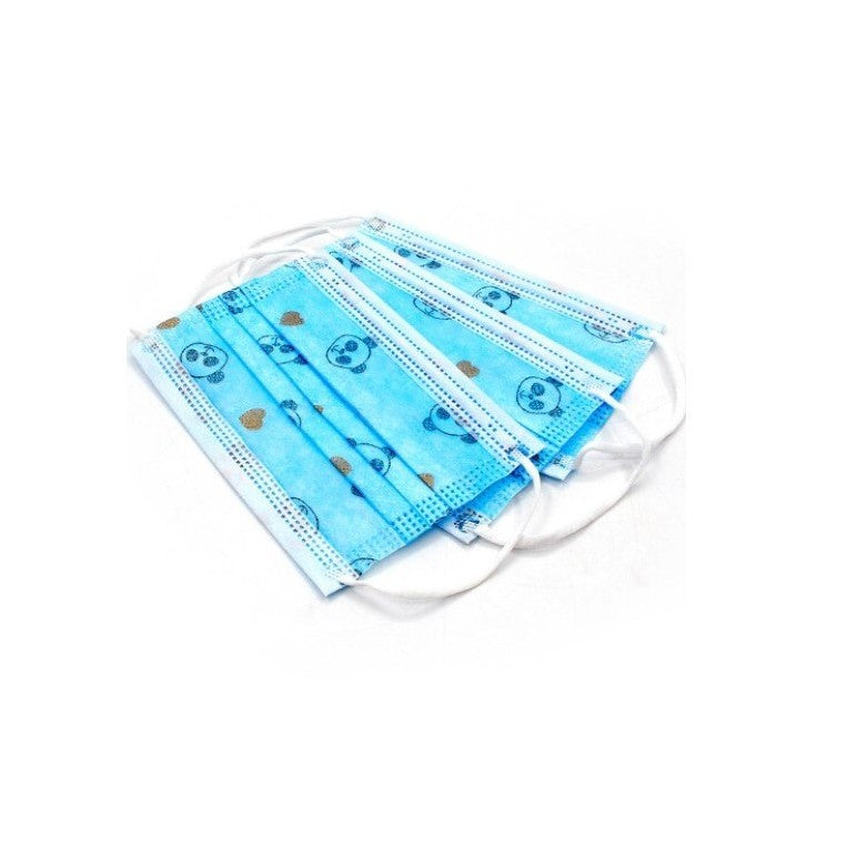 Masca faciala pentru copii, Vivimall, 3 straturi si 3 pliuri, albastra - 50 bucati - vivimall.ro