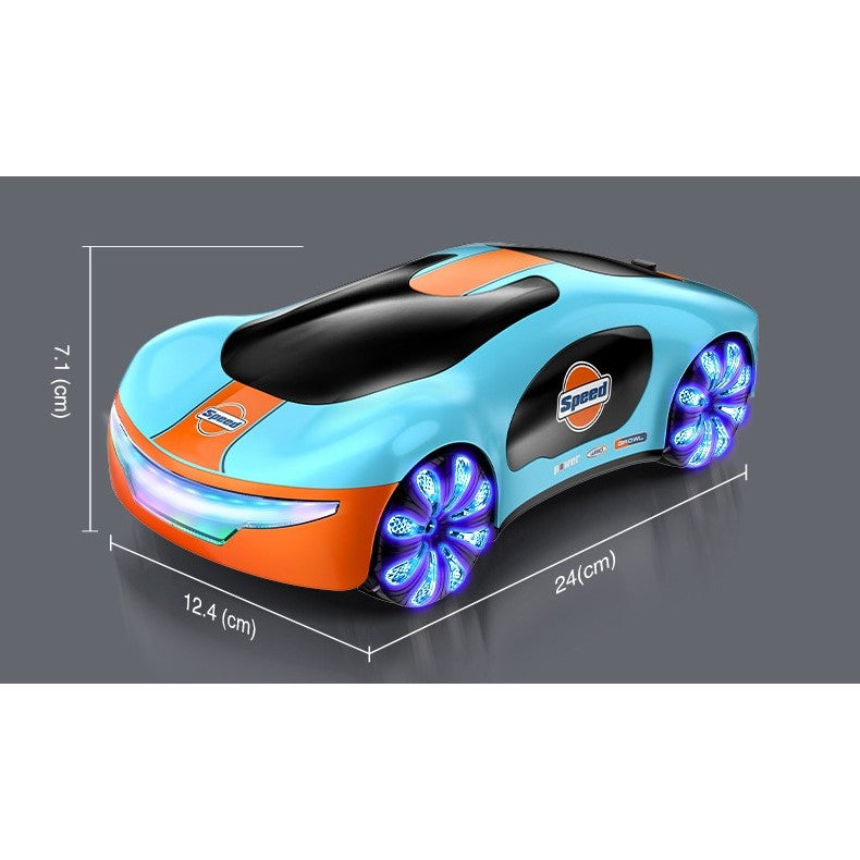 Masinuta Smart, Vivimall, cu Telecomanda si Controller prin Gesturi/Wireless, Lumini/Sunet/Abur, Reincarcabila, 24x12,4x7,1 cm, Statie de Incarcare EV, Albastru/Portocaliu - vivimall.ro