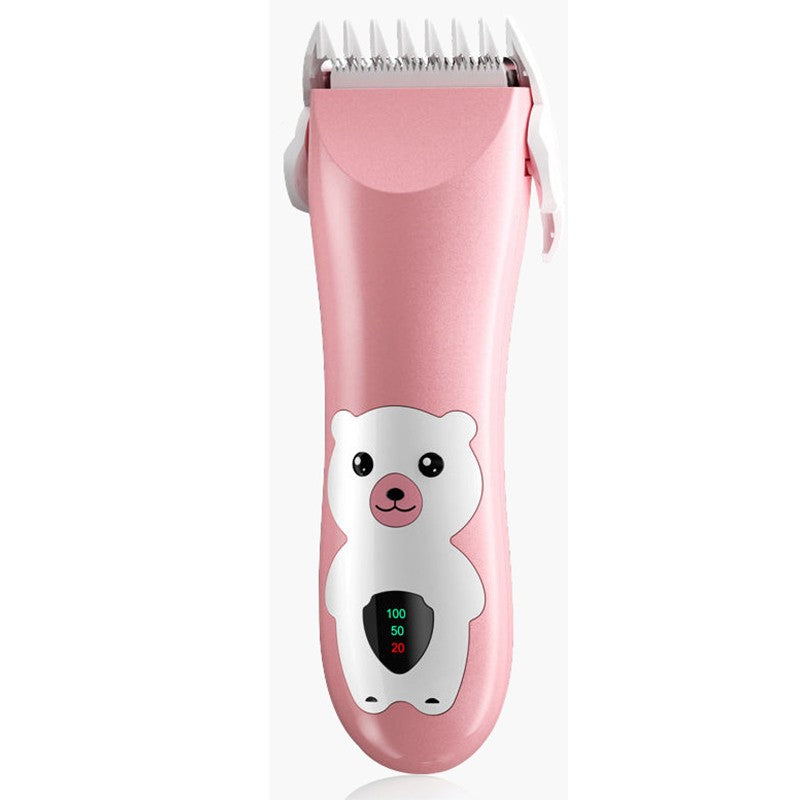 Masina De Tuns Bebelusi si Copii, Vivimall, Display Digital, Lame Cermice si Inox, Fara Fir, Functie Anti Taiere, Silentios, 50 W, Rezistent la Apa, 2 Accesorii, Incarcator USB, Model Ursulet, Roz - vivimall.ro