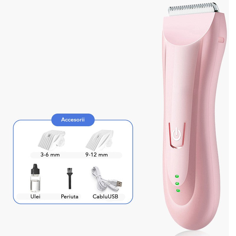 Masina De Tuns Bebelusi si Copii, Vivimall, Lame Cermice si Inox, Fara Fir, Functie Anti Taiere, Silentios, 50 W, Rezistent la Apa, 2 Accesorii, Incarcator USB, Roz deschis - vivimall.ro