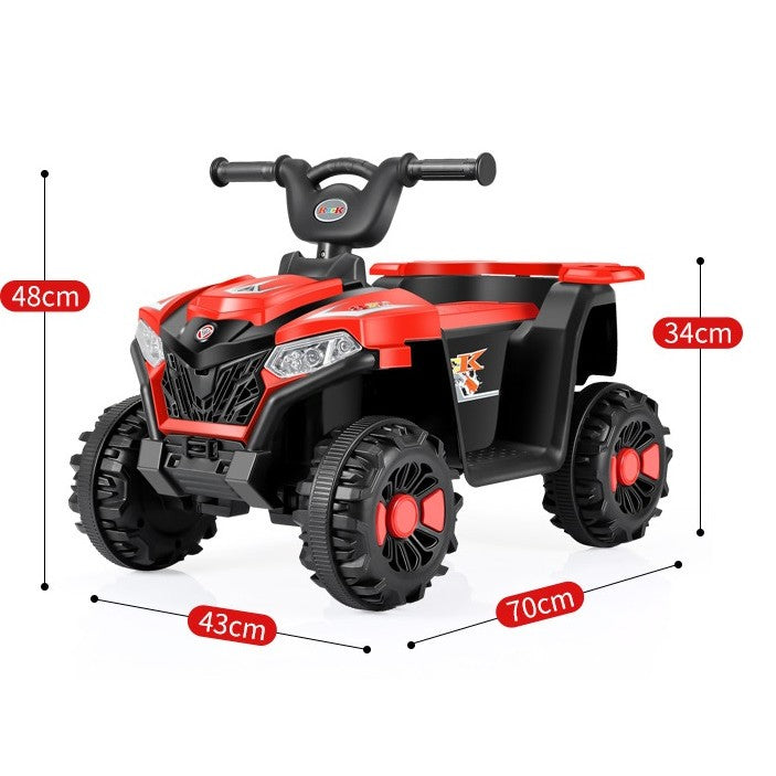 Masinuta Electrica Vivimall, pe 4 Roti, Tip ATV, cu Acumulator, Sistem Anti-Rasturnare, Sistem de Lumini si Sunet, 2-5 Ani, 70 x 43 x 48 cm, Rosu - vivimall.ro
