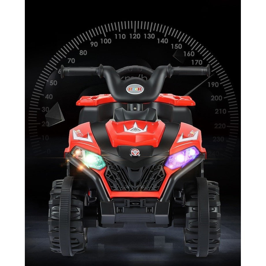 Masinuta Electrica Vivimall, pe 4 Roti, Tip ATV, cu Acumulator, Sistem Anti-Rasturnare, Sistem de Lumini si Sunet, 2-5 Ani, 70 x 43 x 48 cm, Rosu, Resigilat - vivimall.ro