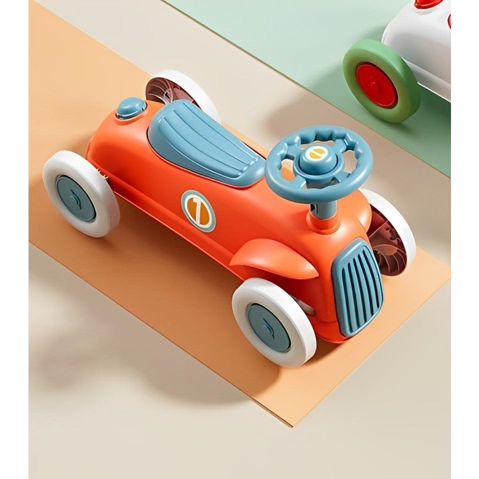 Masinuta Ride-On Vivimall, cu Sistem Anti-Rasturnare, Claxon pe Volan, 1-6 Ani, 60 x 28 x 34 cm, Rosu-Albastru - vivimall.ro