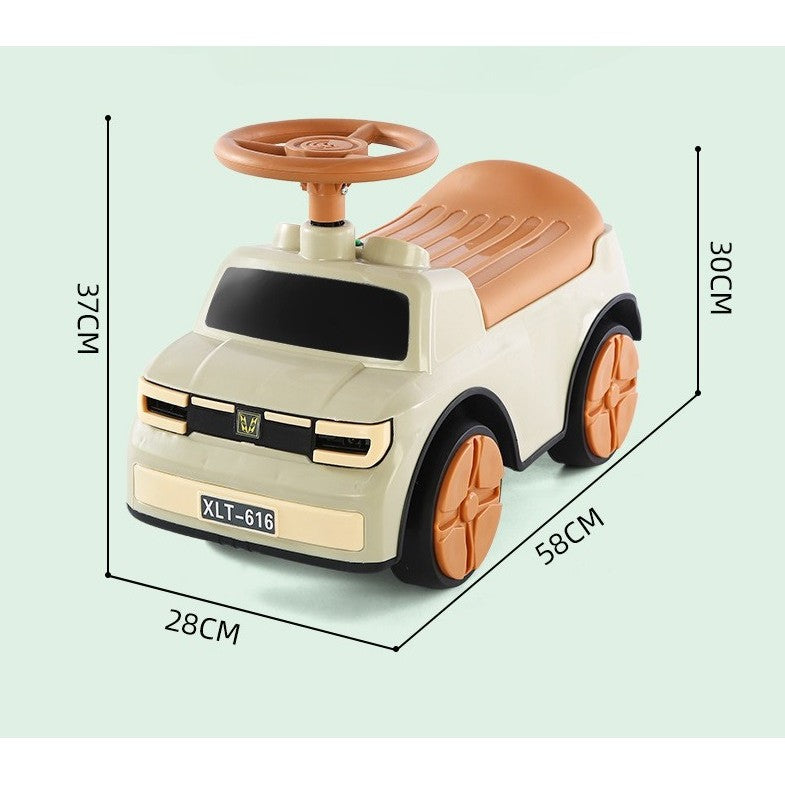 Masinuta Ride-On Vivimall, cu Sistem Anti-Rasturnare, Sistem de Lumini si Muzica, Cutie de Depozitare, 1-6 Ani, 58 x 28 x 37 cm, Maro - vivimall.ro