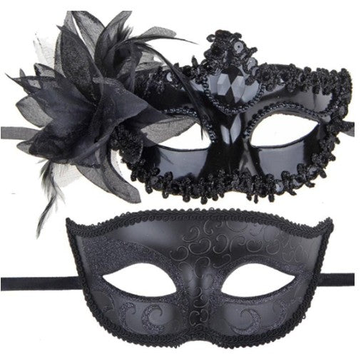 Set 2 Masti De Cuplu, Pentru Carnaval, Bal Mascat, Marime Universala, Model Clasic, Gri - vivimall.ro