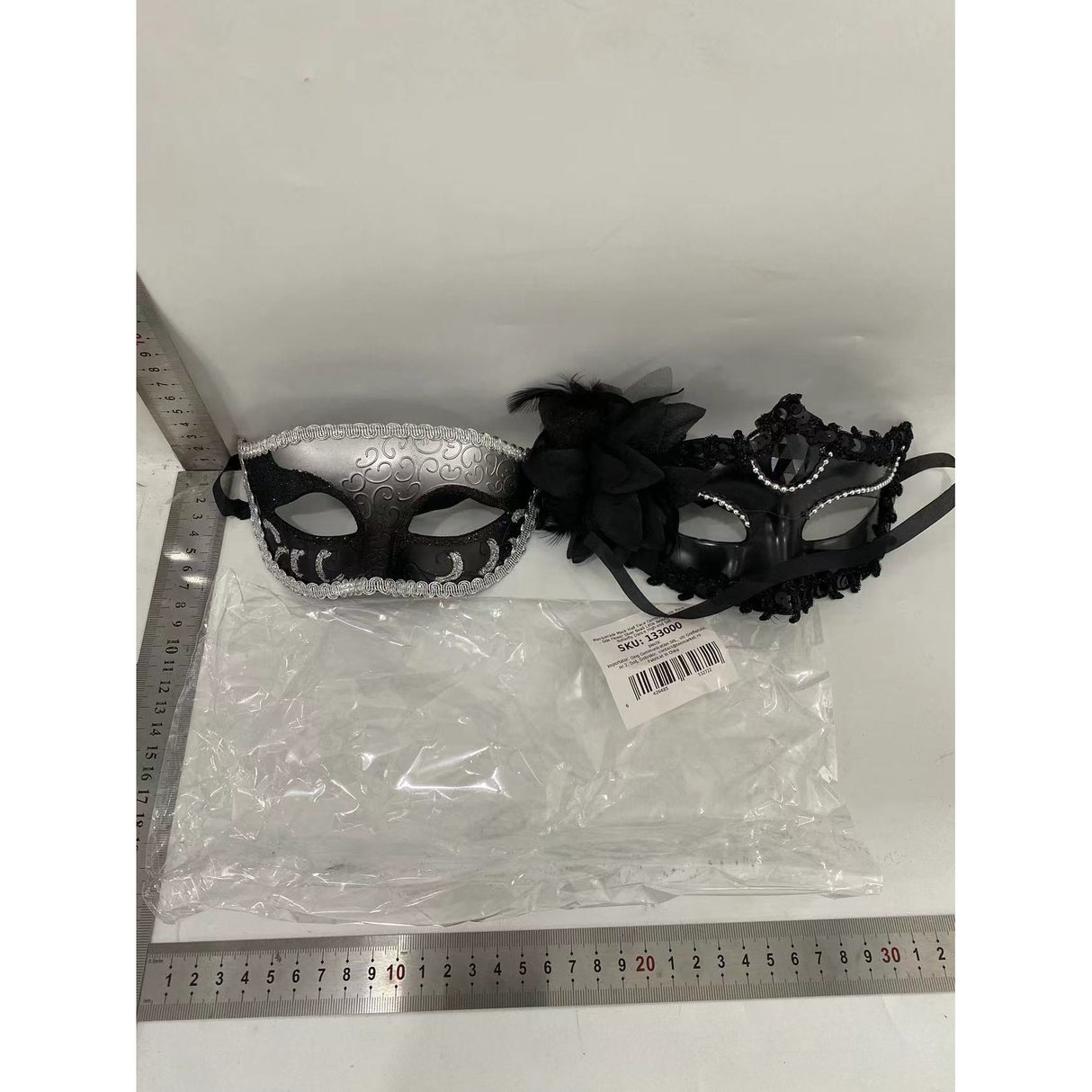 Set 2 Masti De Cuplu, Pentru Carnaval, Bal Mascat, Marime Universala, Model Clasic Fluture, Negru - vivimall.ro