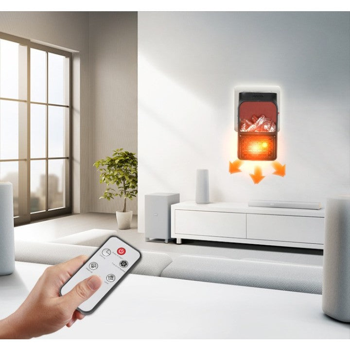 Mini Aeroterma Puternica Portabila Flippy, Putere 1000W, Mini radiator electric cu Display LCD, efect de semineu si flacara, cu telecomanda - vivimall.ro