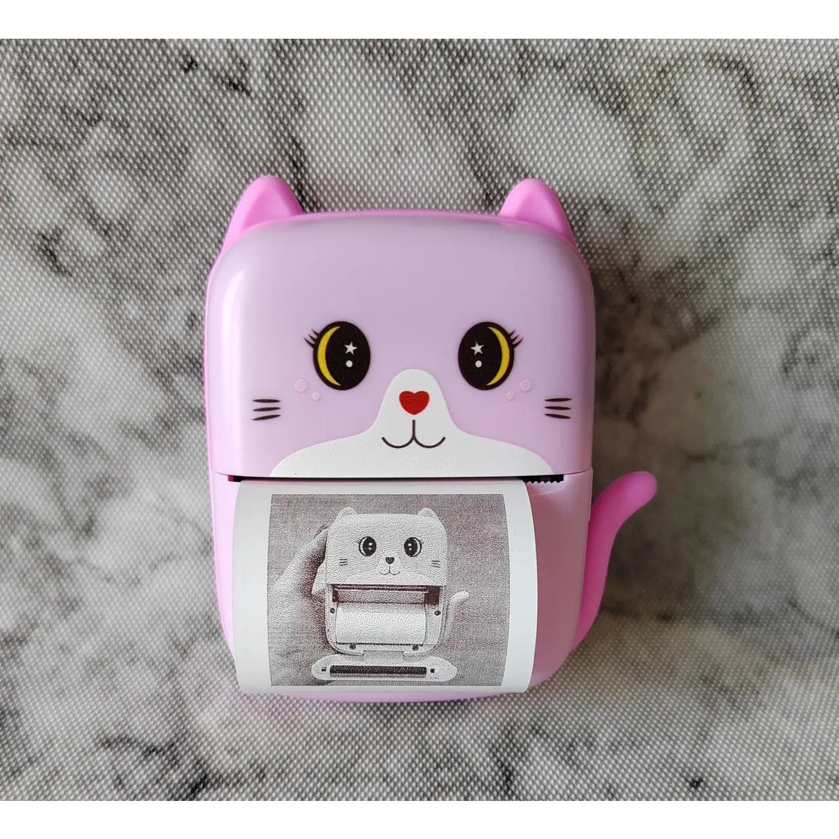 Mini Imprimanta Foto Portabila, Vivimall, Incarcare USB, Bluetooth, Model Pisicuta, Print Alb-Negru, Roz - vivimall.ro