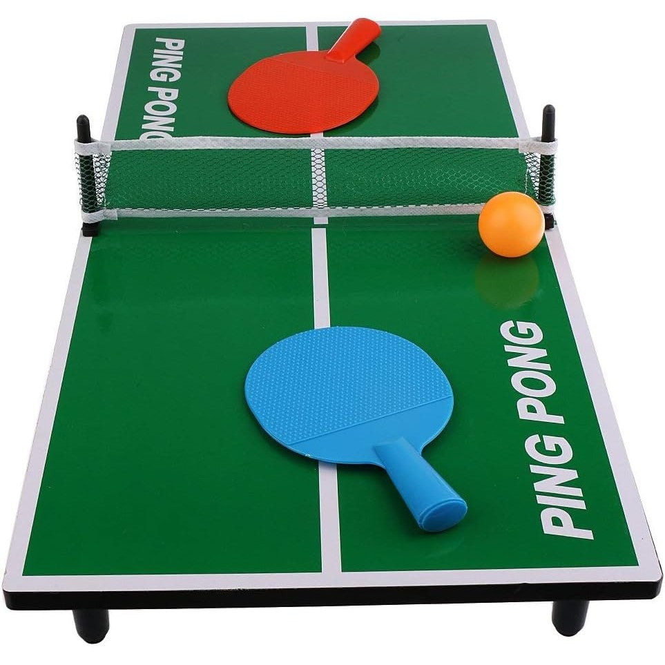 Mini Masa de Ping Pong Vivimall, pentru interior, Material Lemn, 60 x 10 x 30 cm, 2 mingi, portabila, verde - vivimall.ro