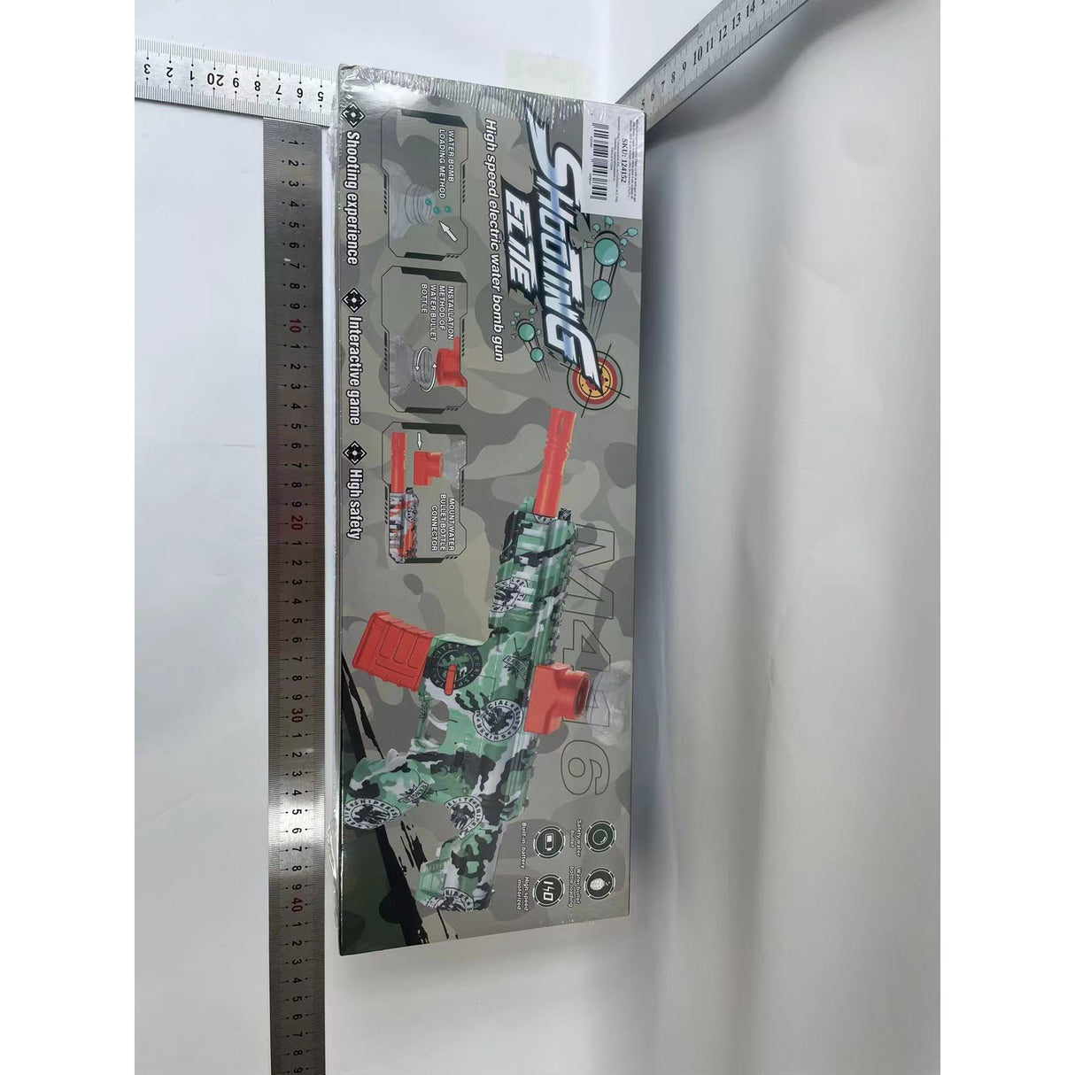 Mitraliera de jucarie electrica Flippy cu bile de hidrogen de gel, gun bluster, tragere in rafala, varsta peste 6 ani, ochelari de protectie, 5000 de bile incluse, cablu de incarcare, 27x37 cm, M416, verde