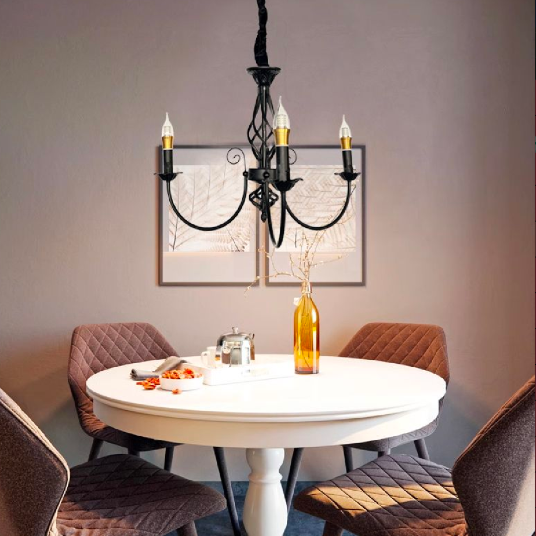 Lustra Vintage, Tip Pendul Cu Brate, Anjou, Circulara, 3Xe14, Metal - vivimall.ro