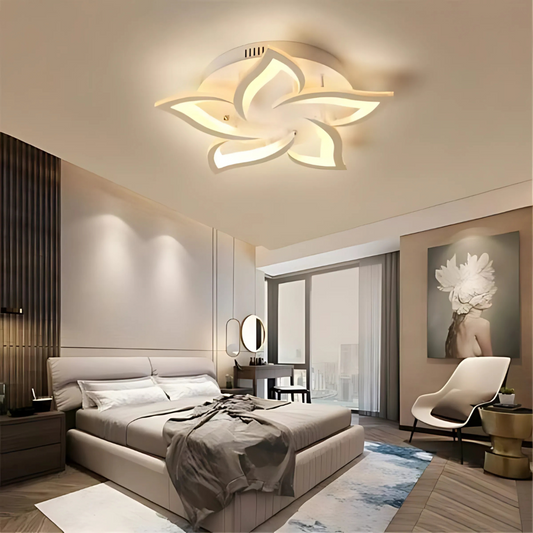 Lustra Led Cu Telecomanda Lotus, 5 Petale, Lumina Rece/Calda/Neutra, Dimabila - vivimall.ro