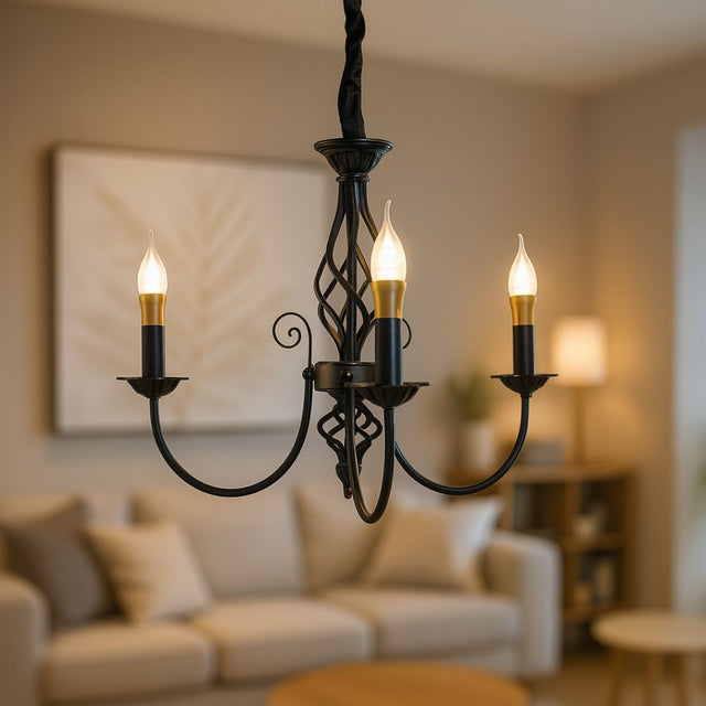 Lustra Vintage, Tip Pendul Cu Brate, Anjou, Circulara, 3Xe14, Metal - vivimall.ro