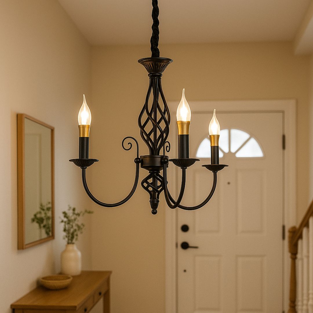 Lustra Vintage, Tip Pendul Cu Brate, Anjou, Circulara, 3Xe14, Metal - vivimall.ro