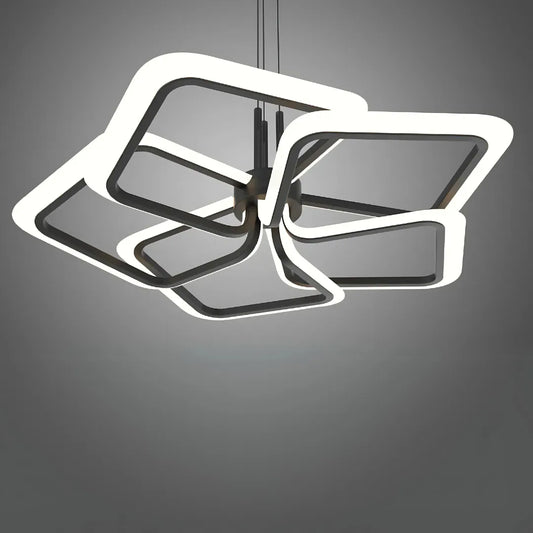 Lustra Led Suspendata Cu Telecomanda Rimini, 5 Patrate, Lumina Rece/Calda/Neutra, Dimabila - vivimall.ro