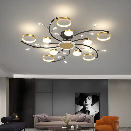 Lustra Led Cu Telecomnda Karina, 10 Elemente, Lumina Calda/Rece/Neutra, Dimabila - vivimall.ro