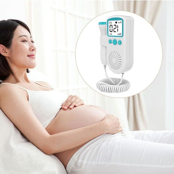 Monitor Fetal Doppler, Flippy, Monitorizare Sarcina, Ritm Cardiac, Ecran LCD 4.5 cm, 2 x Baterii AA (neincluse), Portabil, din ABS, 12.8 x 9.6 x 3 cm, Utilizare de la 9 Saptamani, Verde