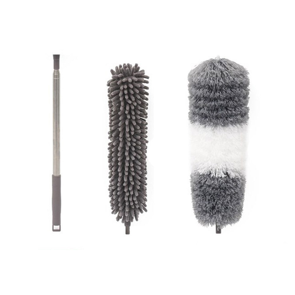 Mop din Microfibra pentru Curatenie, Flippy, Set 2 Capete Detasabil, Mop din Microfibra, Pamatuf pentru Praf, Maner Extensibil, EVA, Impachetate in Sac cu Fermoar, Gri