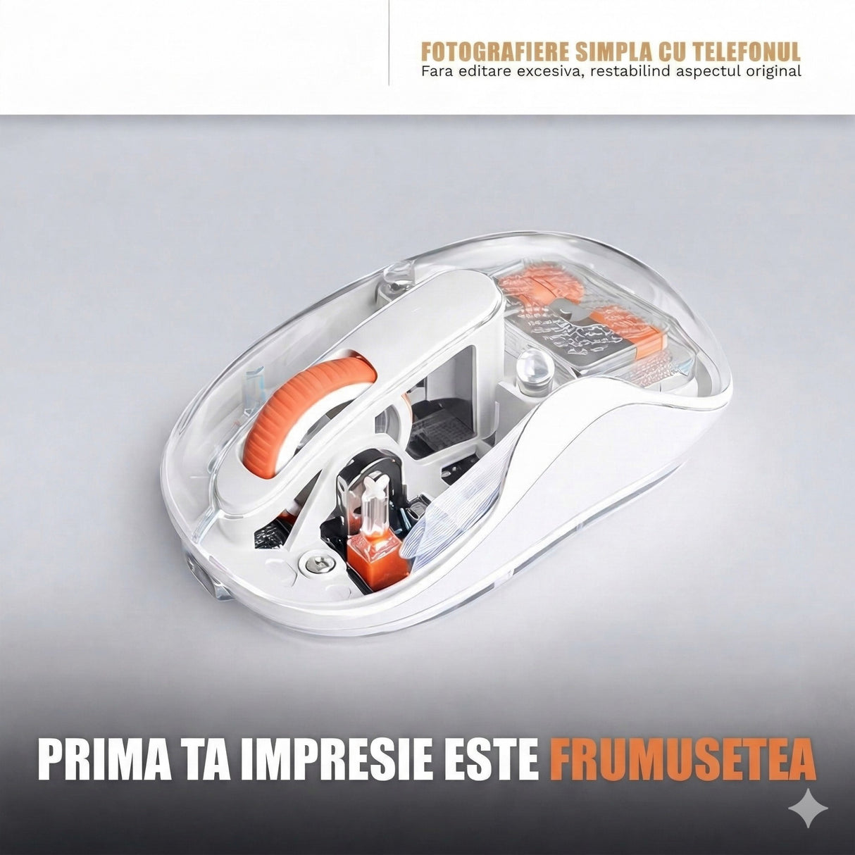 Mouse wireless Flippy alb conectat la MacBook, funcție Multi Device, DPI ajustabil 800-2400