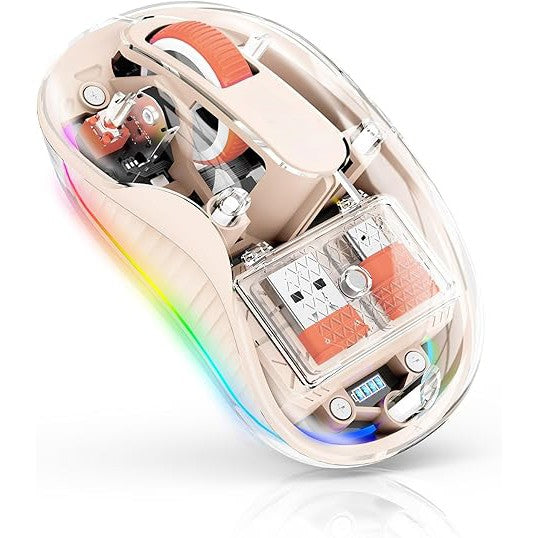 Mouse Wireless, Flippy, Dual Bluetooth, 2.4 GHz, Multi Device, USB-C, 4 Niveluri DPI 800-2400, Reincarcabil, Iluminare LED, 3,6 x 9,9 cm, Crem - vivimall.ro