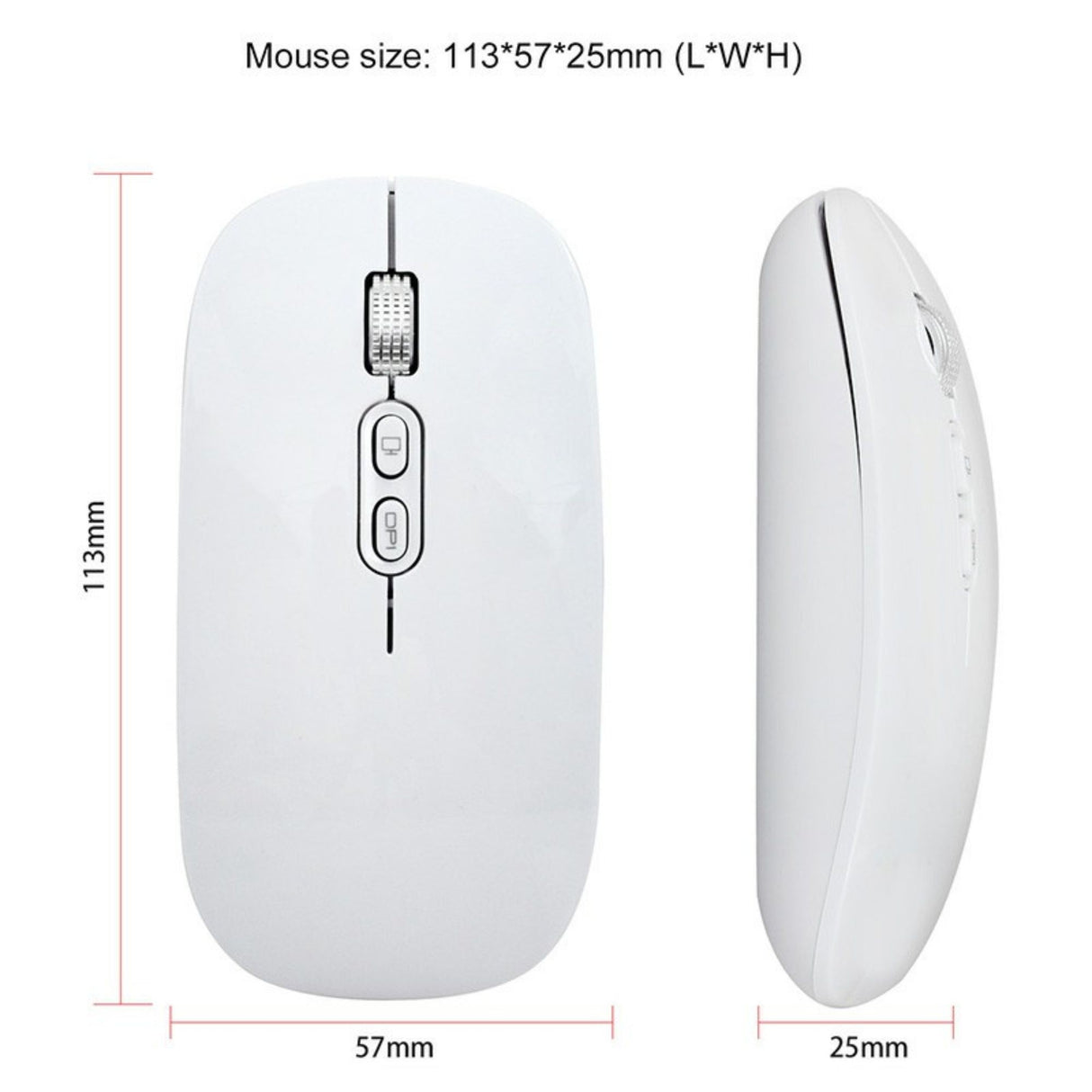 Port de încărcare USB-C al mouse-ului Flippy M103 alb cu cablul inclus în pachet