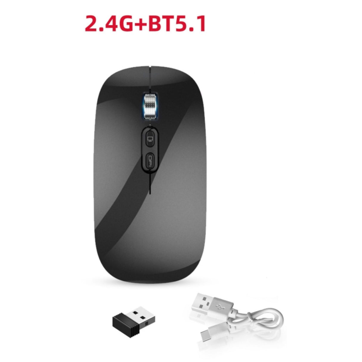 Mouse Wireless Reincarcabil, Flippy, Compatibil Windows/macOS, Bluetooth 5.1 + 2.4GHz, Silentios, DPI 800/1200/1600, Negru - vivimall.ro