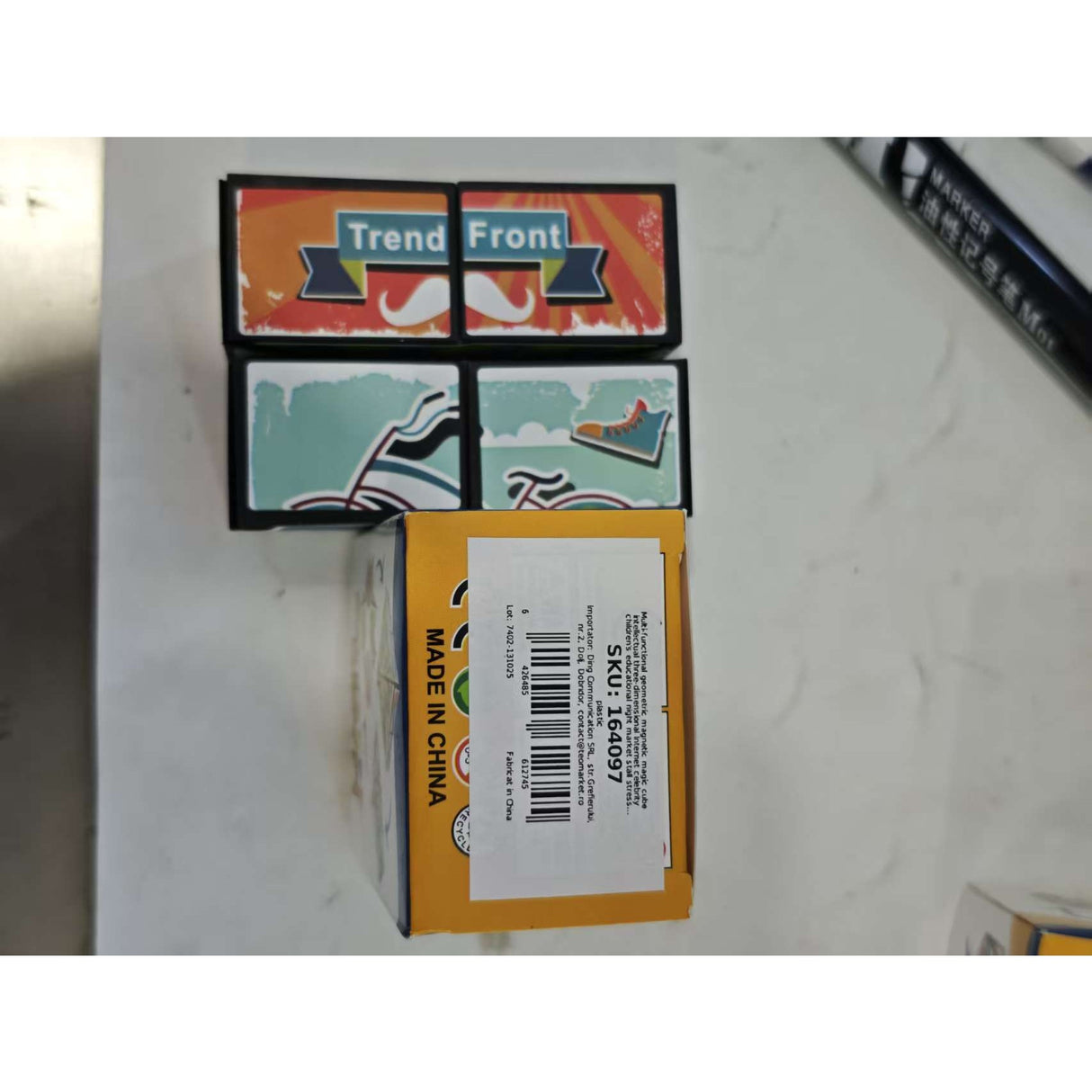 Jucarie Interactiva, Flippy, Magic Cube, Puzzle, Diferite Forme, Anti-stress, 8 x 8 x 3 cm, Multicolor