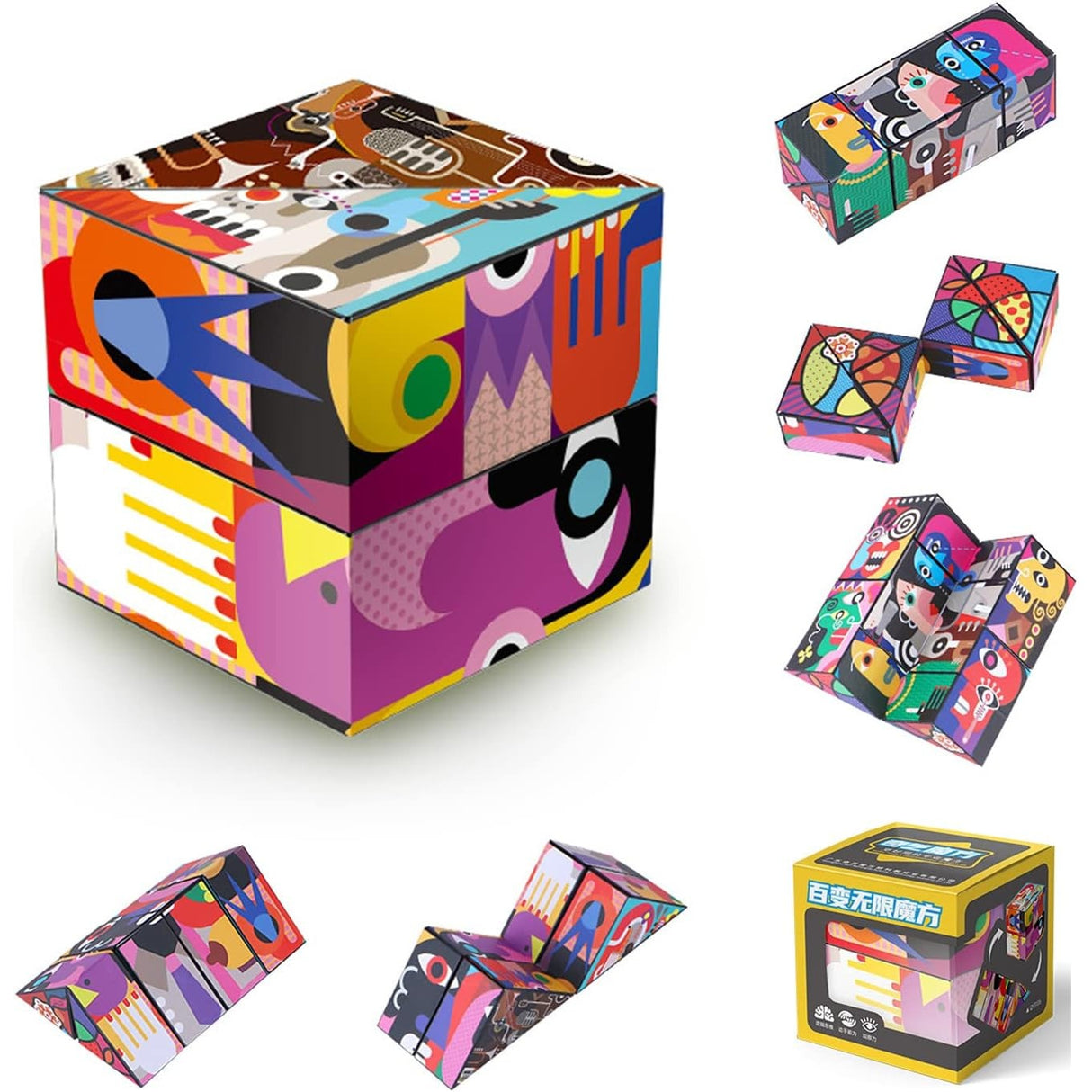 Jucarie Interactiva, Flippy, 3D Cub Rubik, Diferite Forme, Anti-stress, Abstract, Multicolor