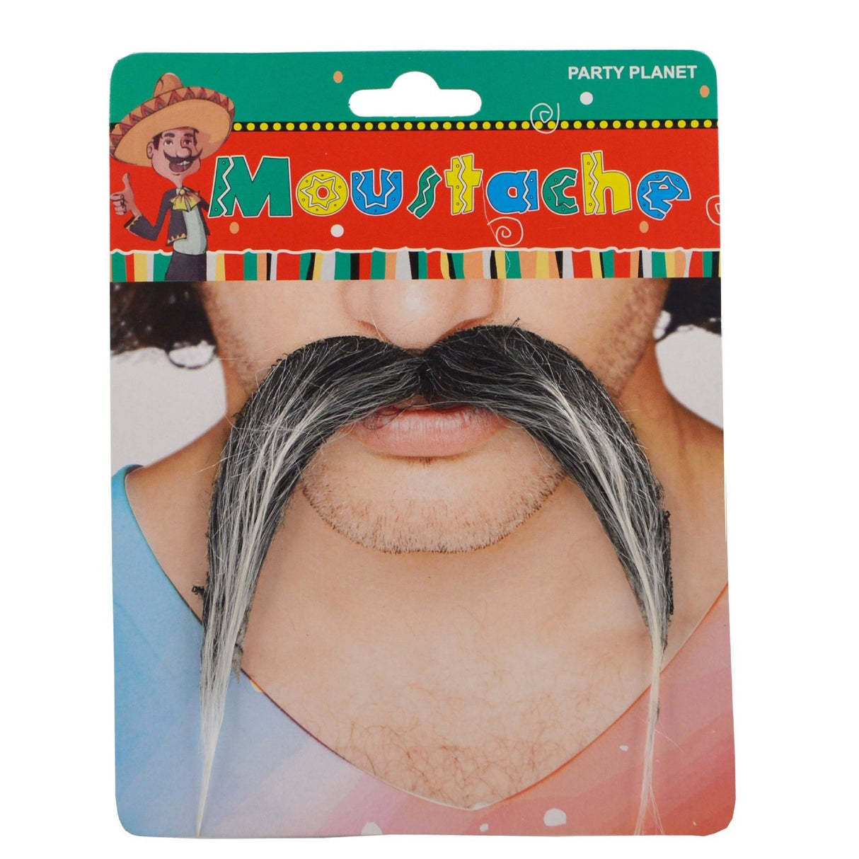 Mustata Falsa pentru Deghizari, Flippy, Petreceri Tematice, din Panza, Autoadeziv, 10 x 12 cm, Model Grizonat 3, Negru/Alb