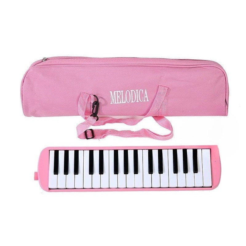 Muzicuță melodică roz cu 32 de clape din ABS ecologic, vedere frontală completă, model Vivimall 45x13x7 cm