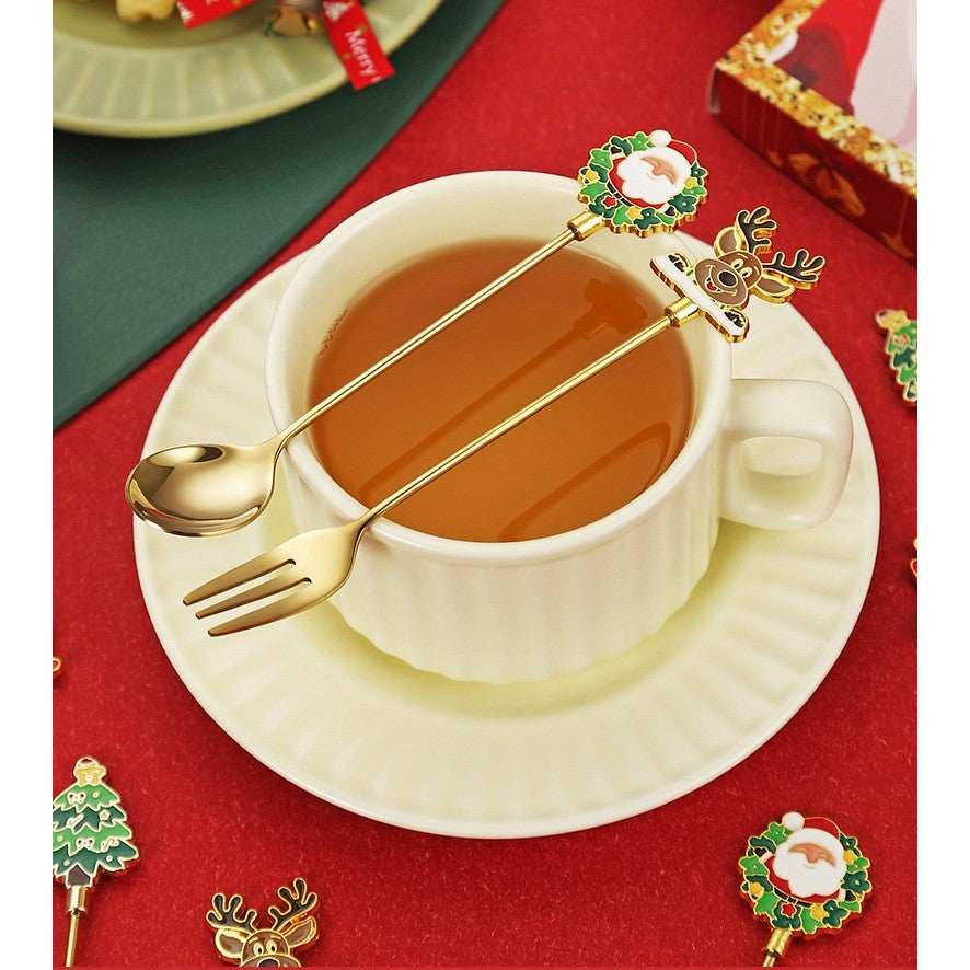 Set 4 Lingurite, Flippy, Tema Craciun, Model Carry The Merry, 4 Modele, din Otel Inoxidabil, 19.5 x 16 x 2 cm, Multicolor - vivimall.ro