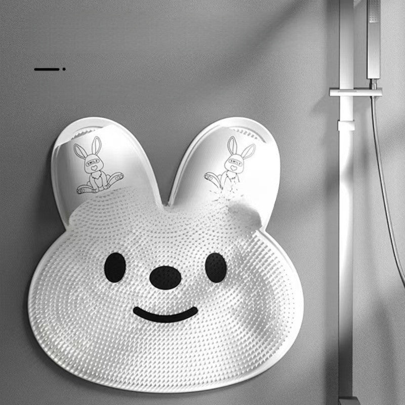 Covoras de Baie, Flippy, pentru Masaj/Spalat Picioare, din TPE, Antiderapant, 45 x 45 cm, Model Iepuras, Alb