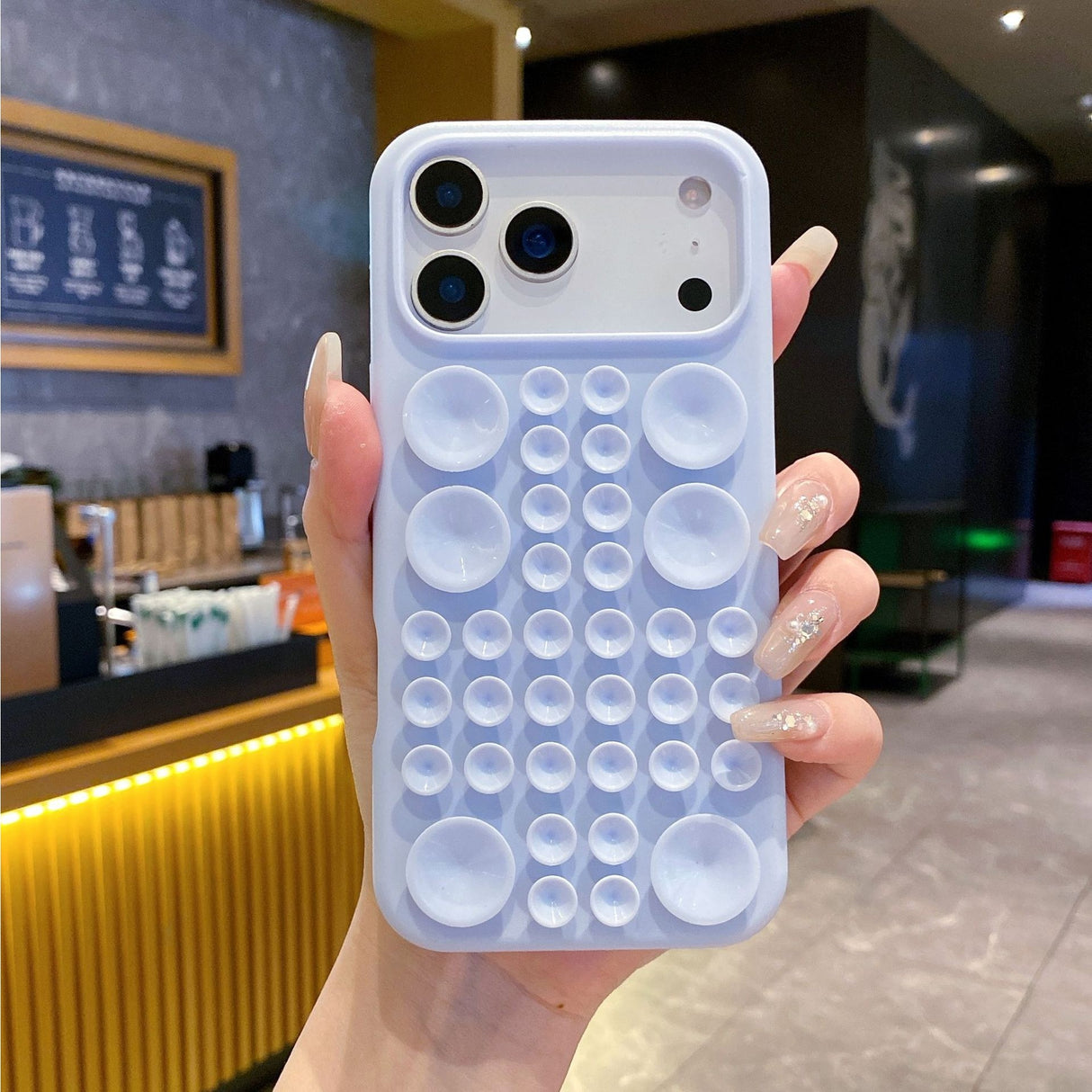Husa pentru Telefon cu Ventuze, Vivimall, pentru iPhone 17 Pro, Albastru Gri - vivimall.ro
