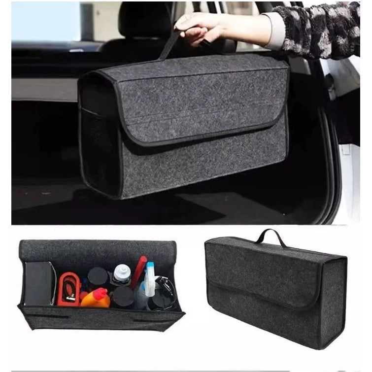 Organizator auto Flippy din material non woven și fetru, vedere laterală, detaliu structură