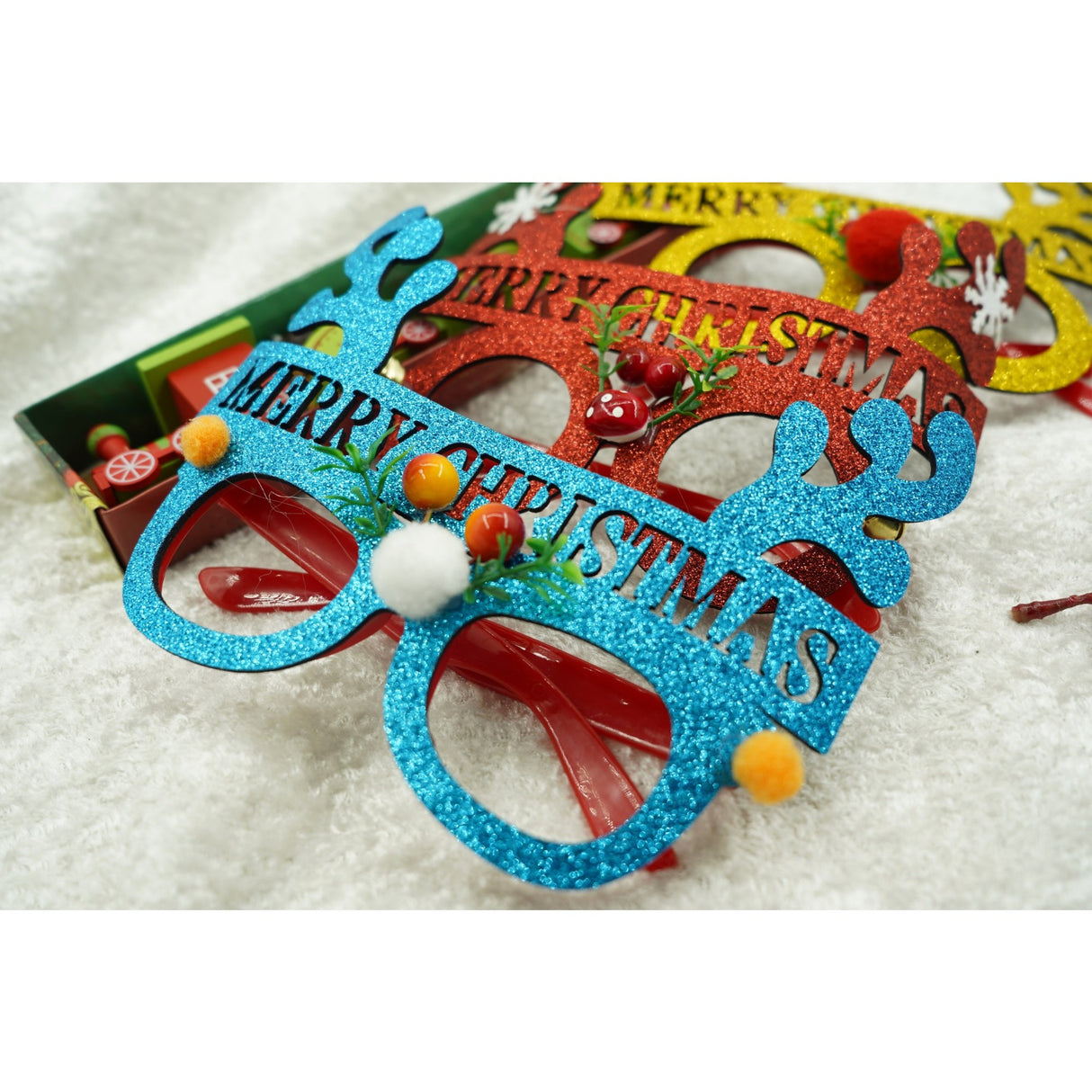 Ochelari petrecere de Craciun, Albastru, din Plastic si Poliester, Flippy - vivimall.ro