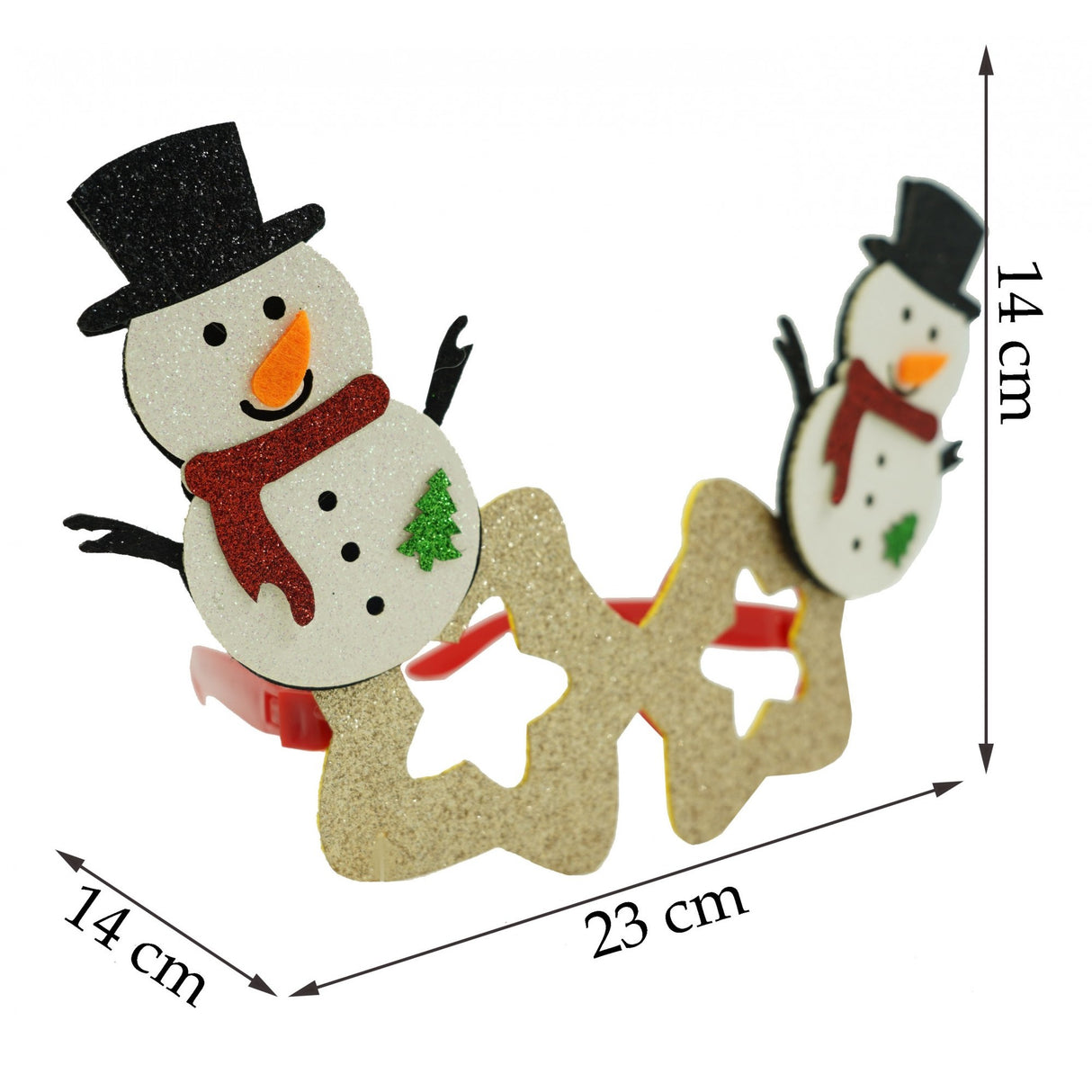 Ochelari petrecere de Craciun, forma de Stea cu Om de Zapada, Bej, din Plastic si Poliester, Flippy - vivimall.ro