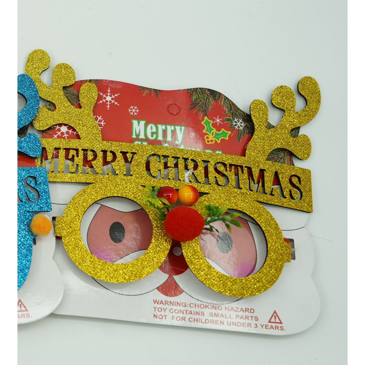 Ochelari petrecere de Craciun, rotunzi, Galben, din Plastic si Poliester, Flippy - vivimall.ro